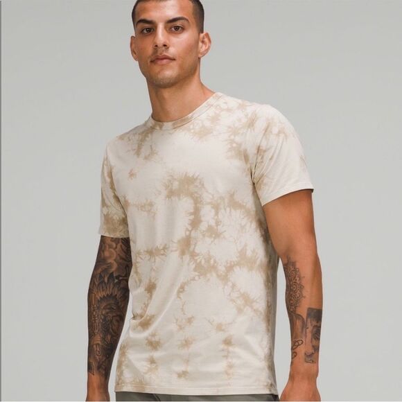 Mens Lululemon The Fundamental TShirt Wash Sz Small New Tide Shibori Tan M56 - Picture 5 of 5